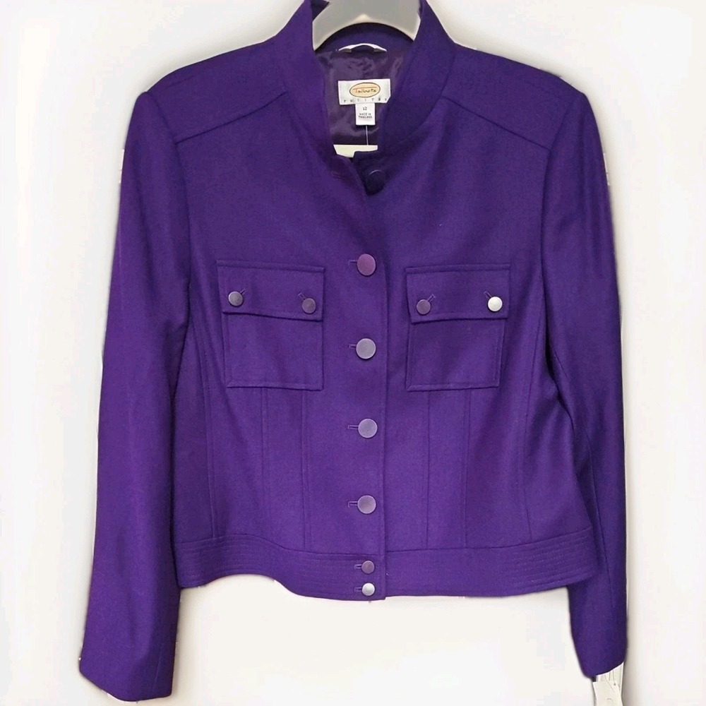 Berkshire‎ Wool Jacket at Talbots Sz 12P $219 Brilliant Purple NWT #292
